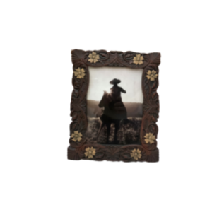 Portafotos marrón con flor