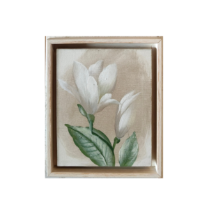 Lienzo pintado en madera blanco decapé